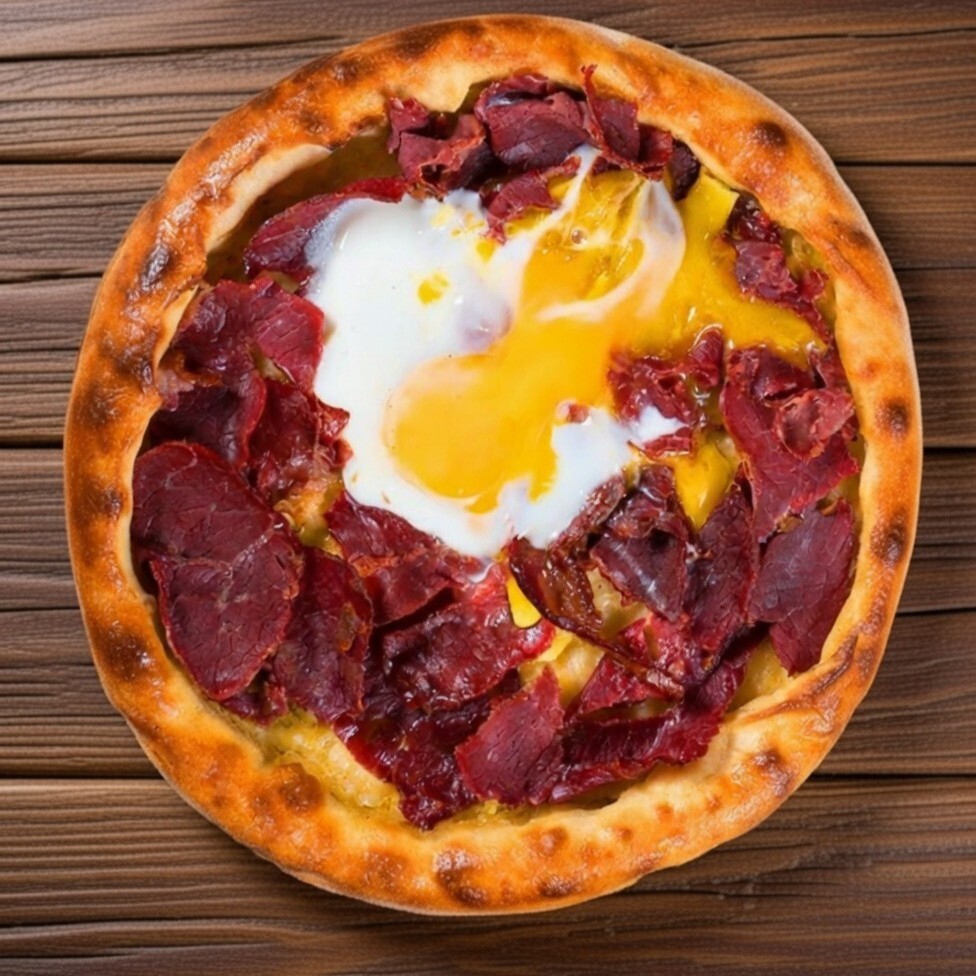 Pastırmalı tel peynirli yuvarlak yumurtalı
