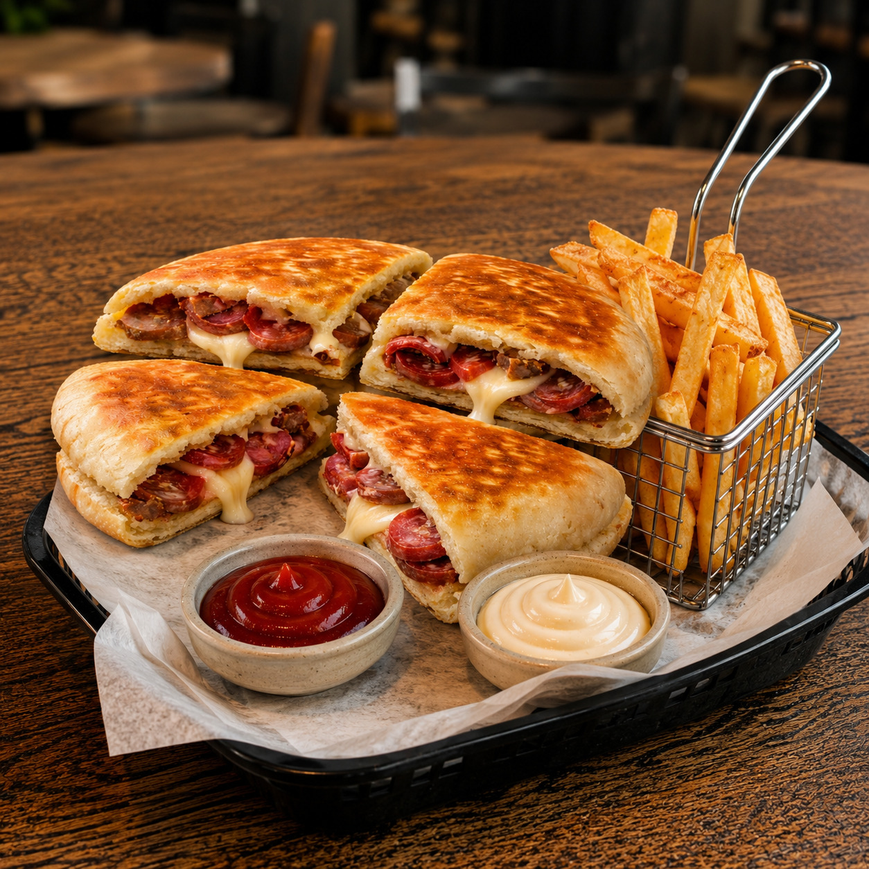 (Menü 14) - XL Büyük Bazlamada Karışık Tost