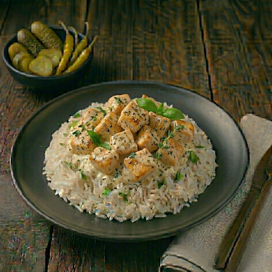 Kremalı Kekikli Tavuk Pilav