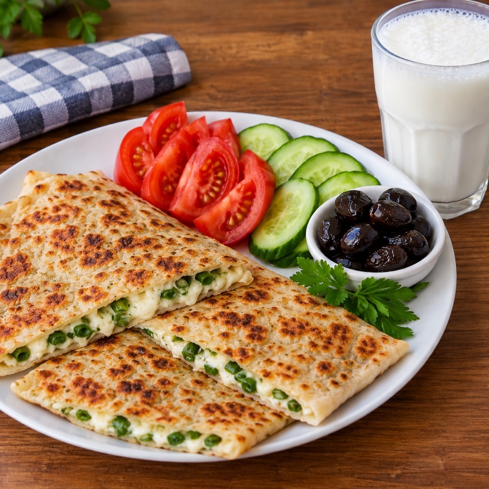 Taze Soğanlı Peynirli Gözleme + Ayran