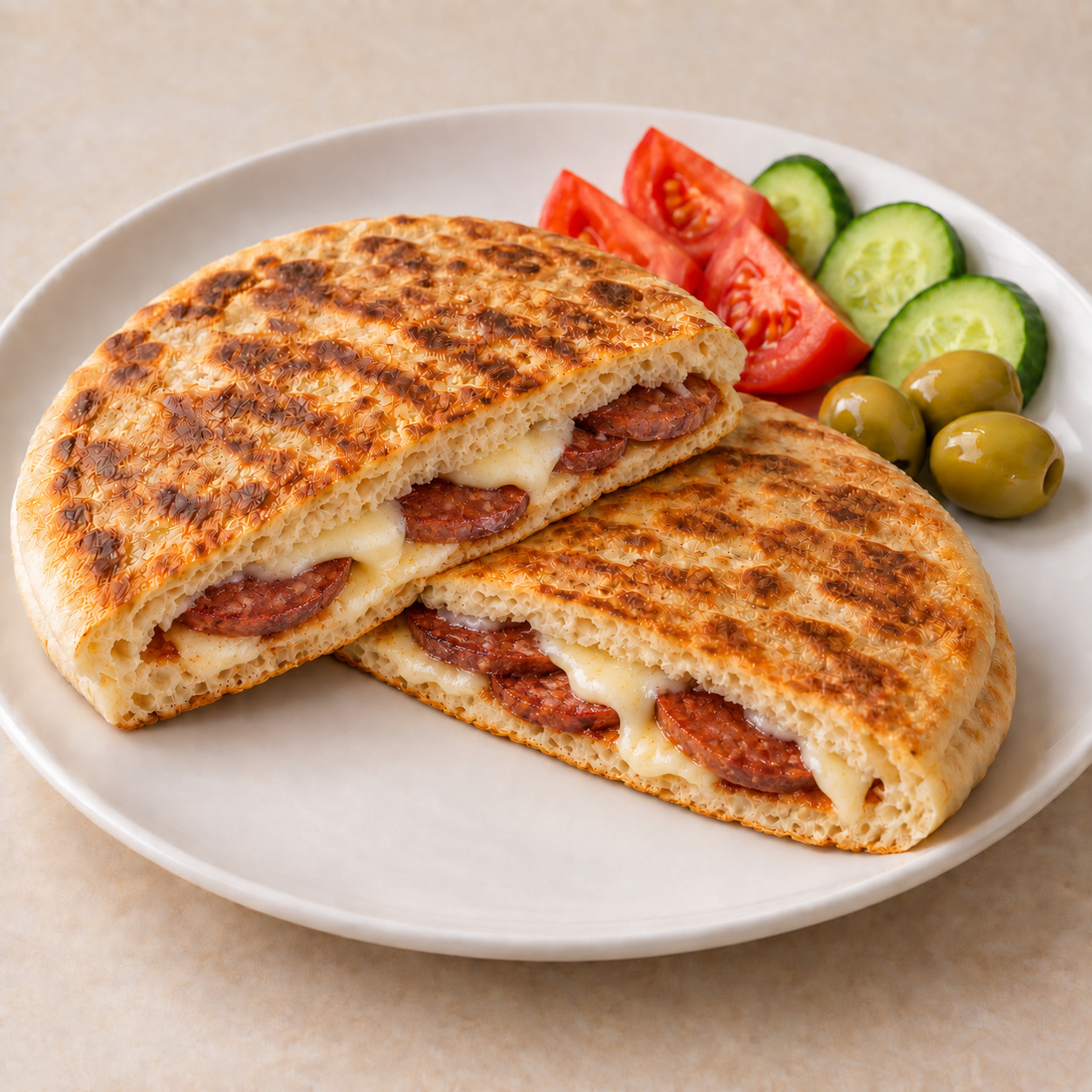 Sucuklu Kaşarlı Bazlama Tost