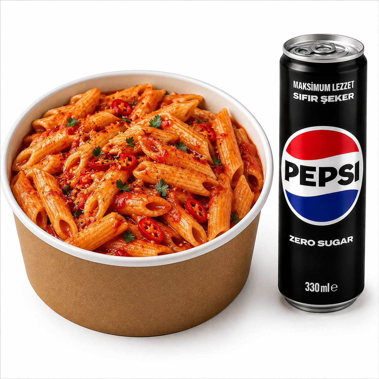 Penne Arrabbiata & Pepsi Max (330 Ml) Menü