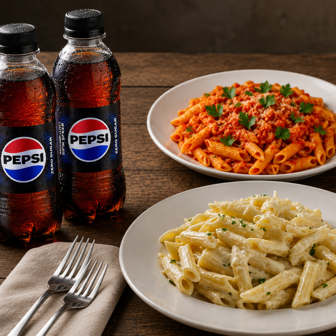 2 Penne Makarna + 2 İçecek