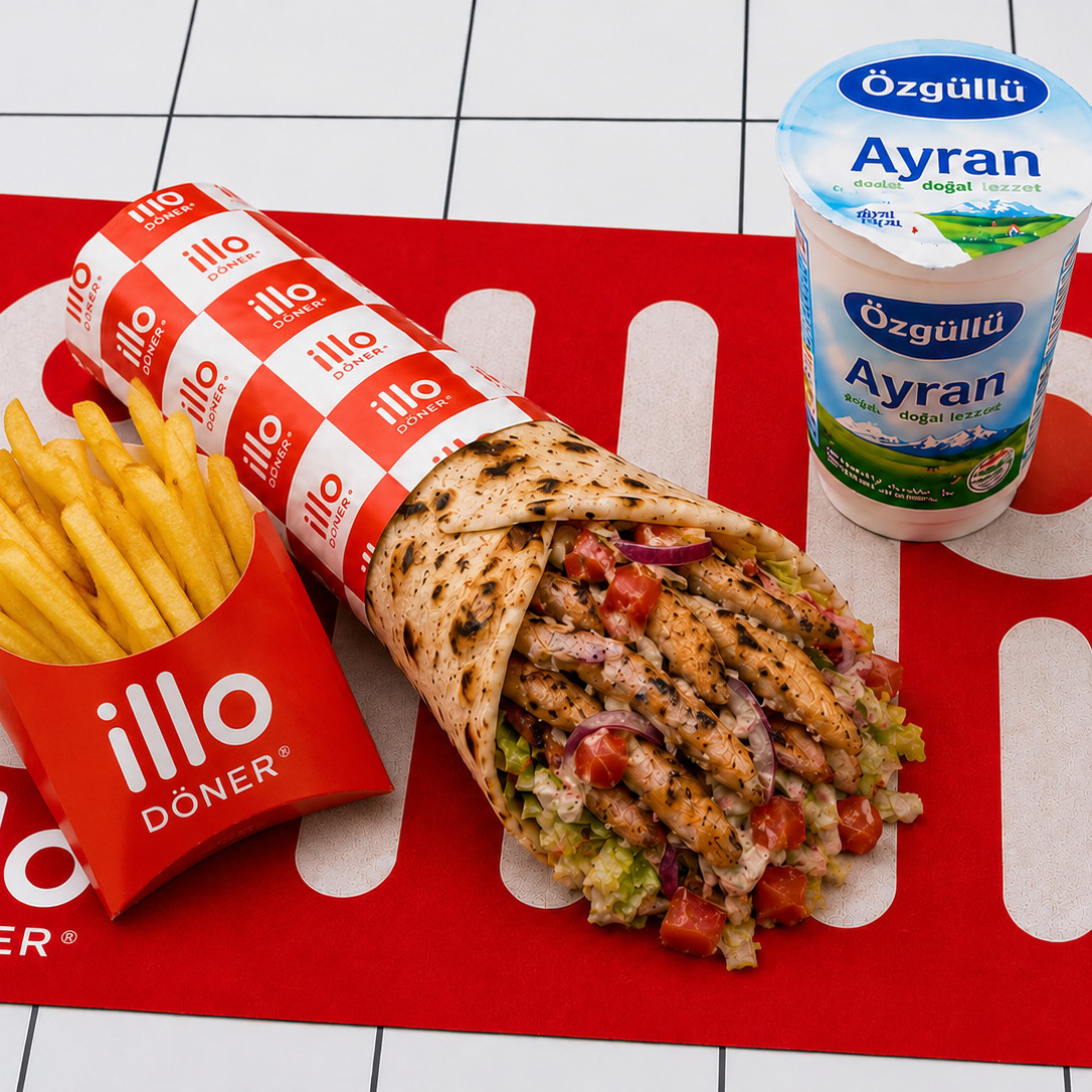 Tavuk Döner Dürüm & Patates Kızartması & Ayran Menü