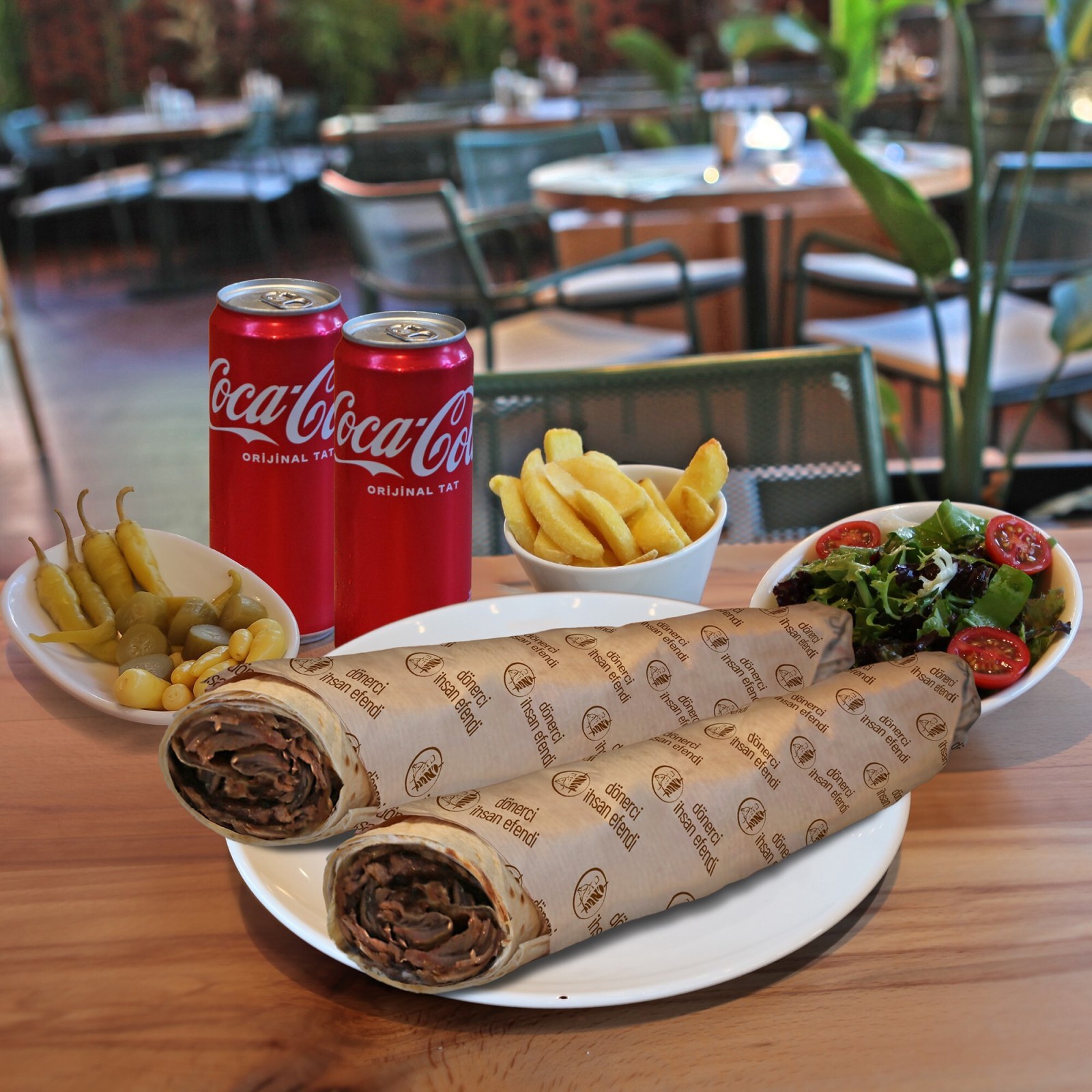 2'li Et Döner Medium Dürüm İçecekli Patates Menü