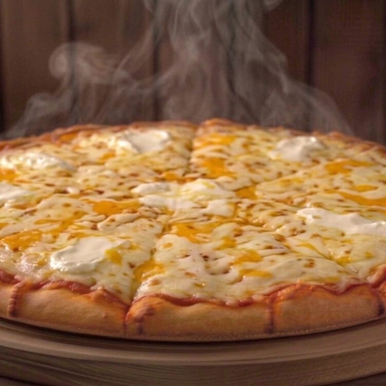 Üç Peynirli Pizza (Orta Boy) Full Labne Peyniri Gerçek Cheddar Rende Mozarella Gurme Pizzacı Pizza