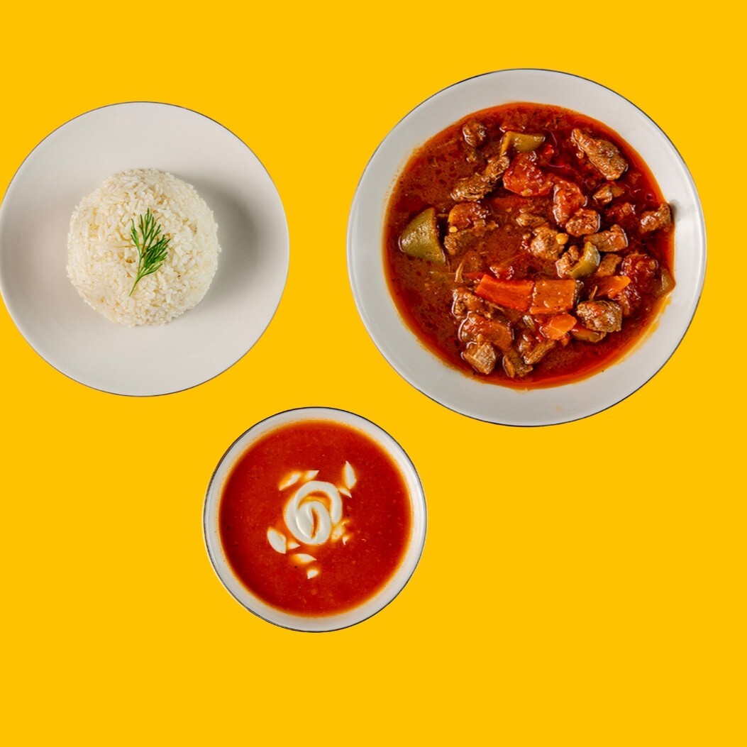 Et Sote & Pilav & Domates Çorbası