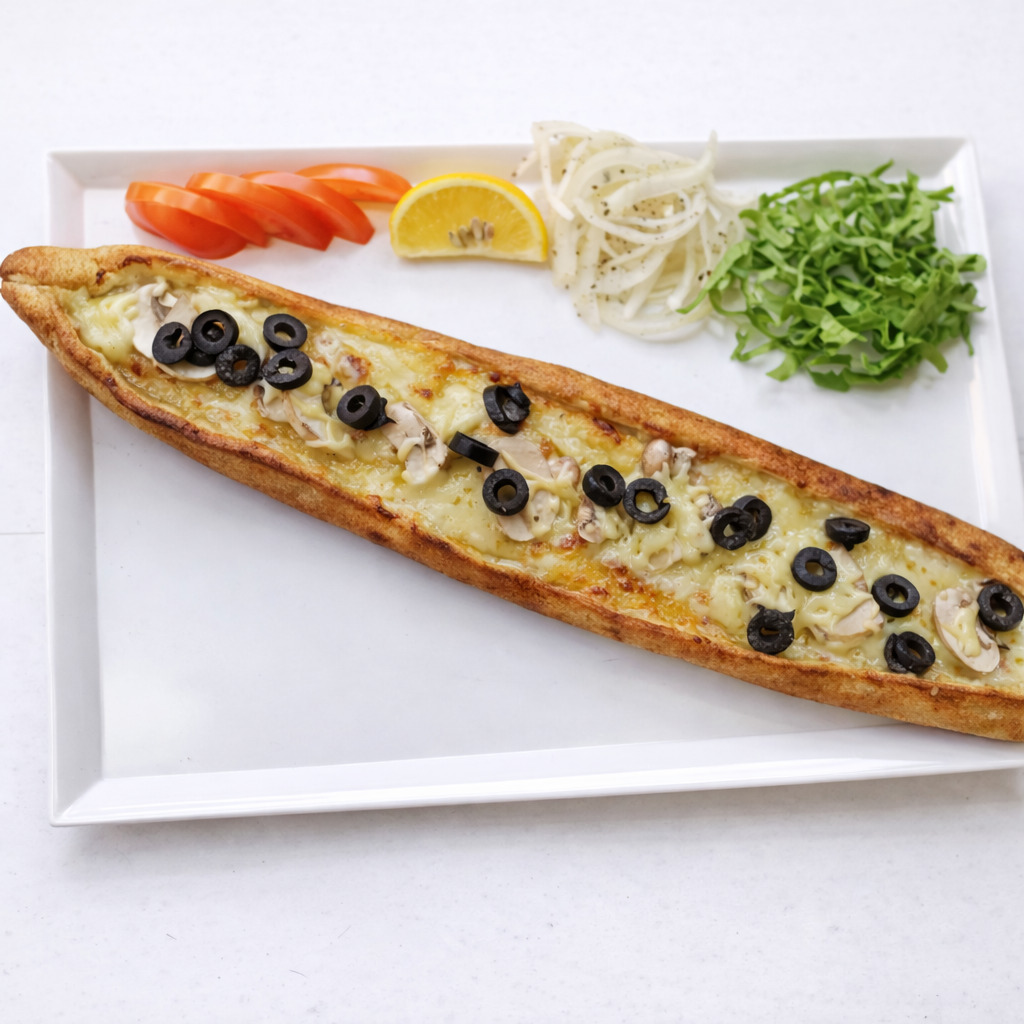 Zeytinli Mantarlı Kaşarlı Pide
