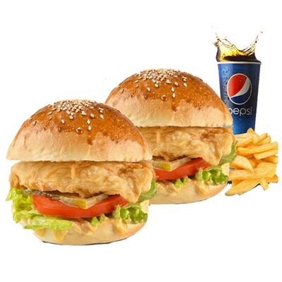 Kral ikili Tavuk Burger Menü (Arkadaş Boy)