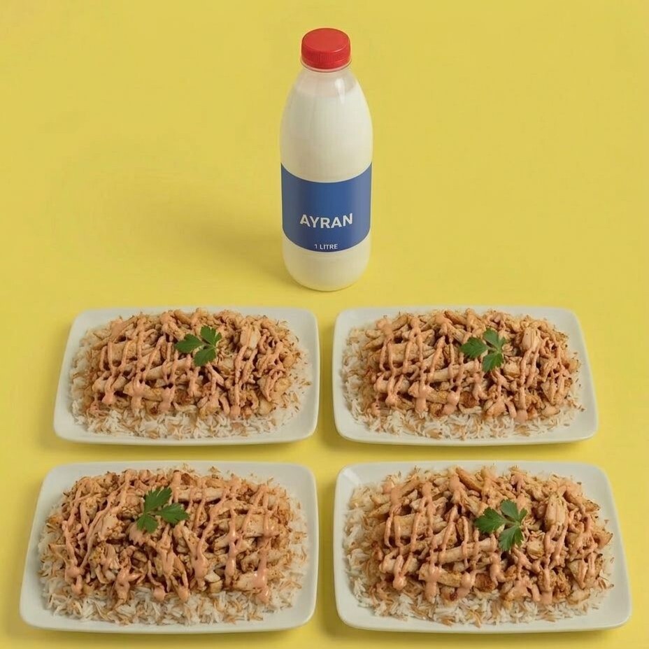 Pilav Üstü Tavuk Döner Eko 4'lü + 1 Litre İçecek