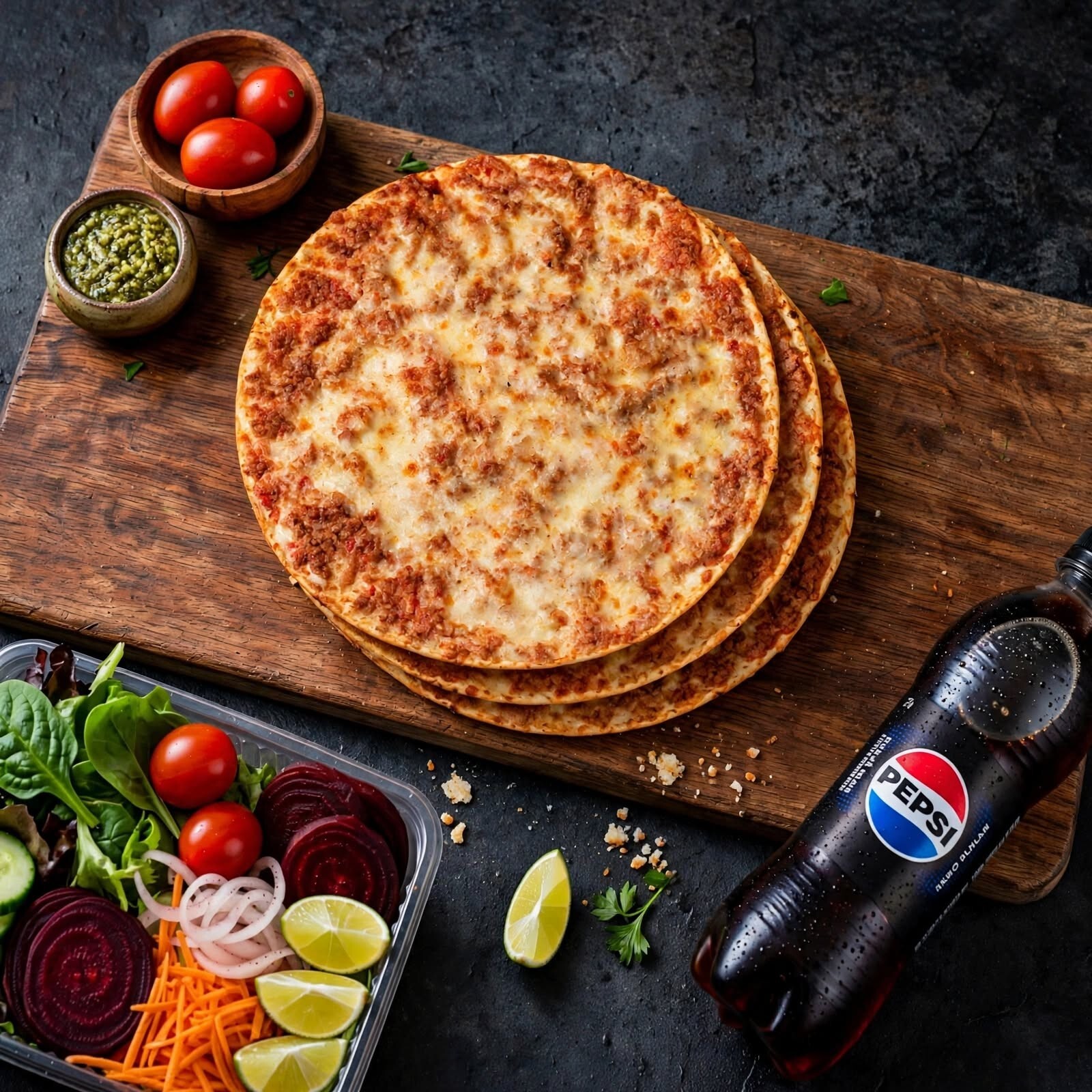 Kaşarlı Lahmacun Menü (3 Adet)