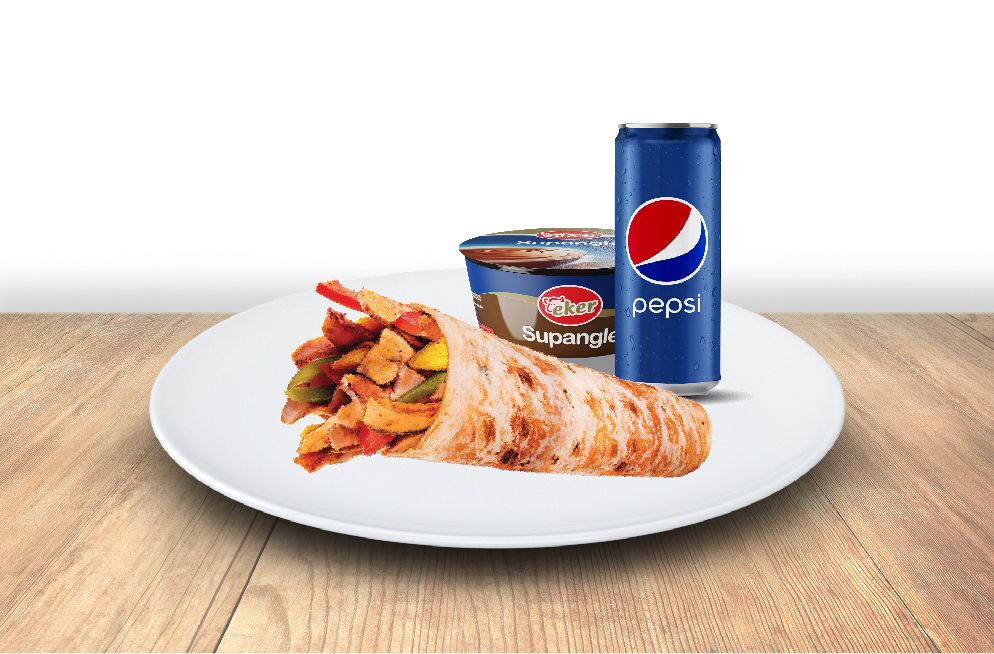 Tavuk Döner Dürüm (100 gr.) tatlı kutu pepsi