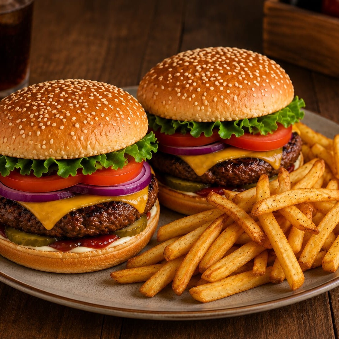 3'lü Et Burger + Kızartma