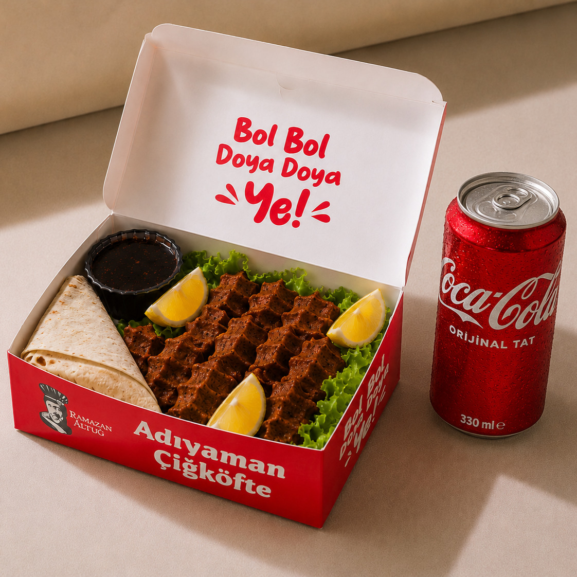 Büyük Boy Çiğ Köfte (500 gr) + Coca Cola 330 ml