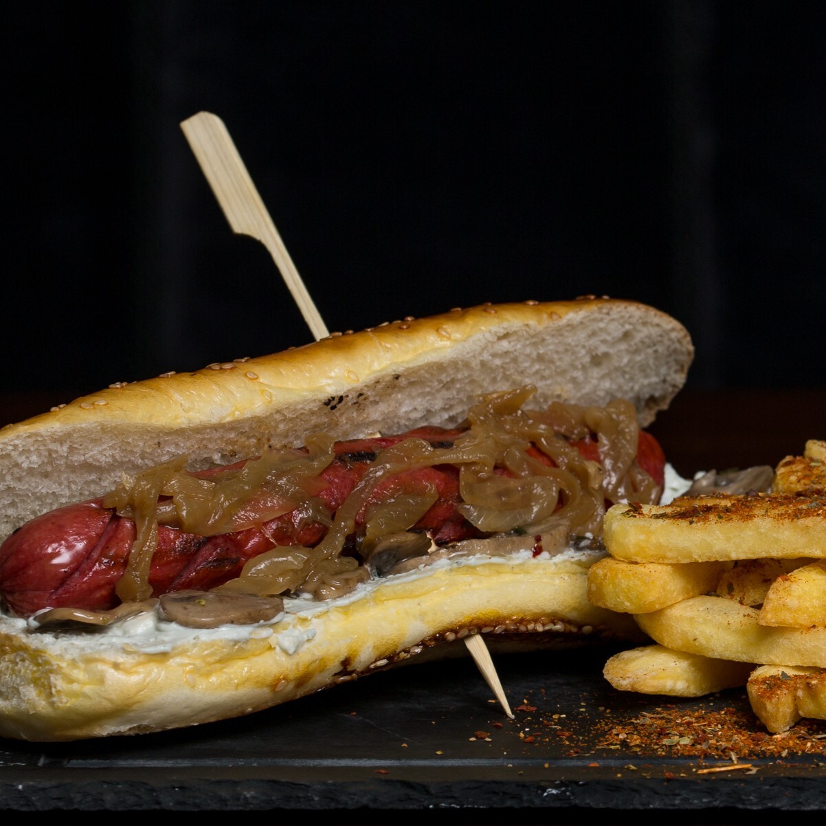 Rokfor Mushroom Hot Dog