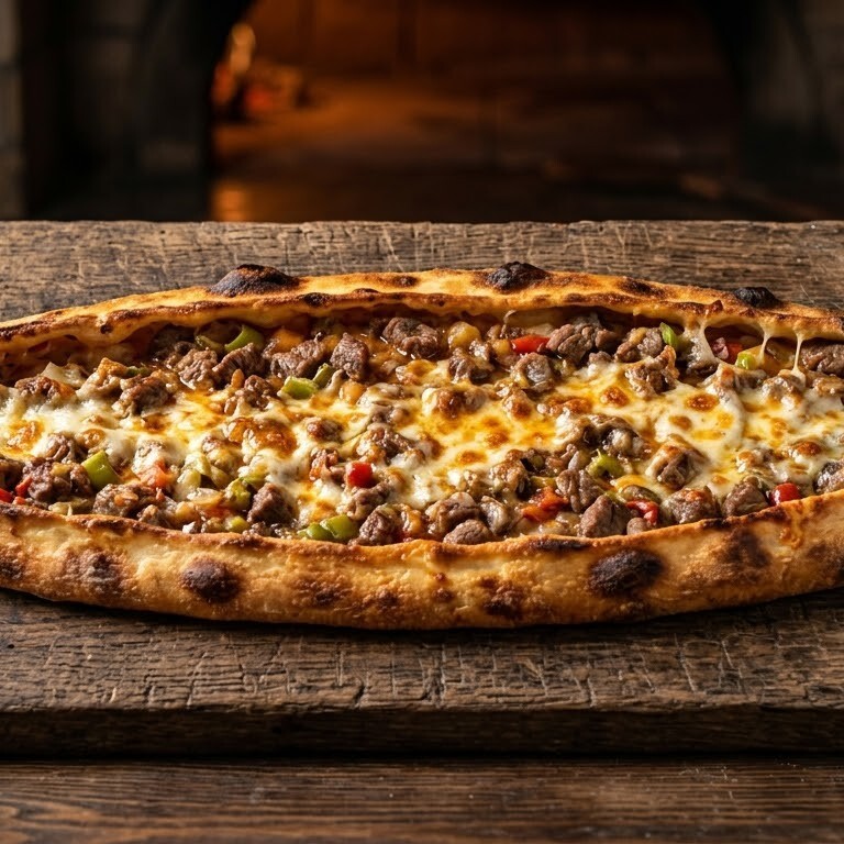 2'li Kuşbasılı Kasarlı Pide salata ile