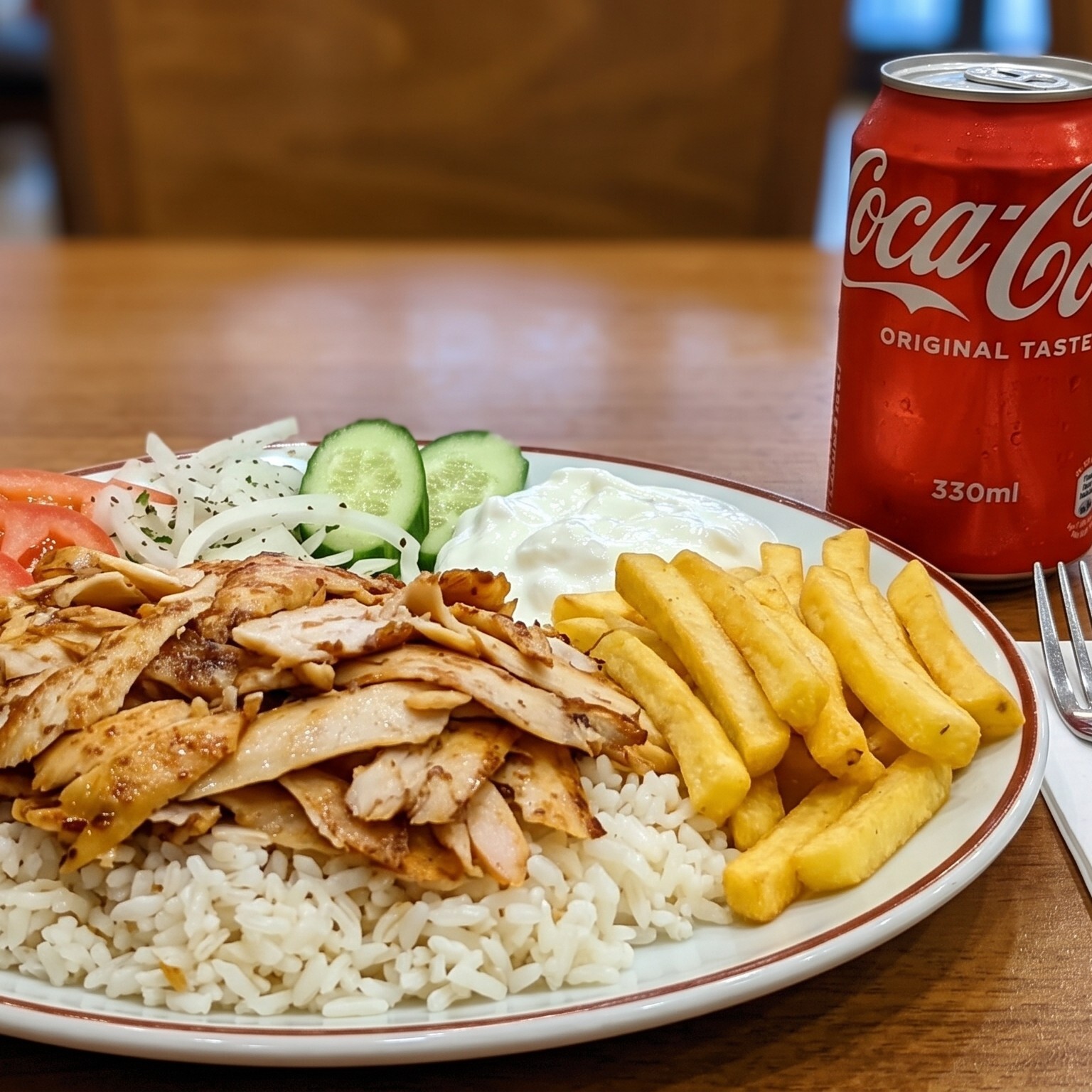 Pilav Üstü Tavuk Döner + Coca Cola (330 ml)