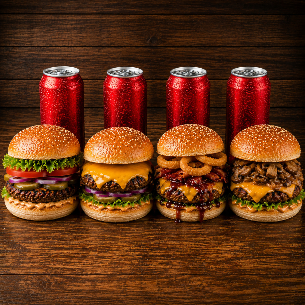Etli 4 Burger + 4 İçecek