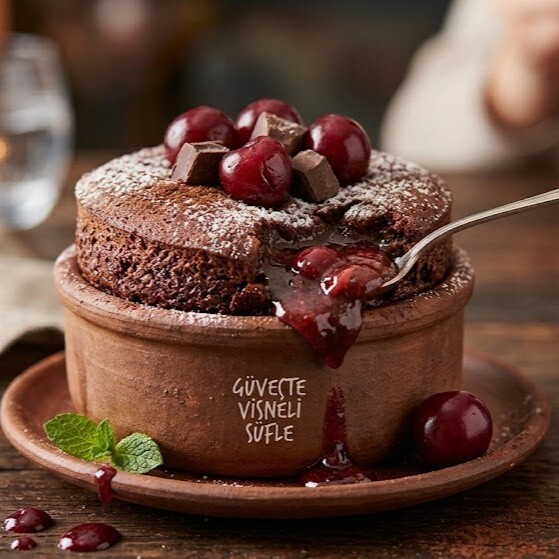 Vişne ( Cherry ) Güveçte Çikolatalı Sufle