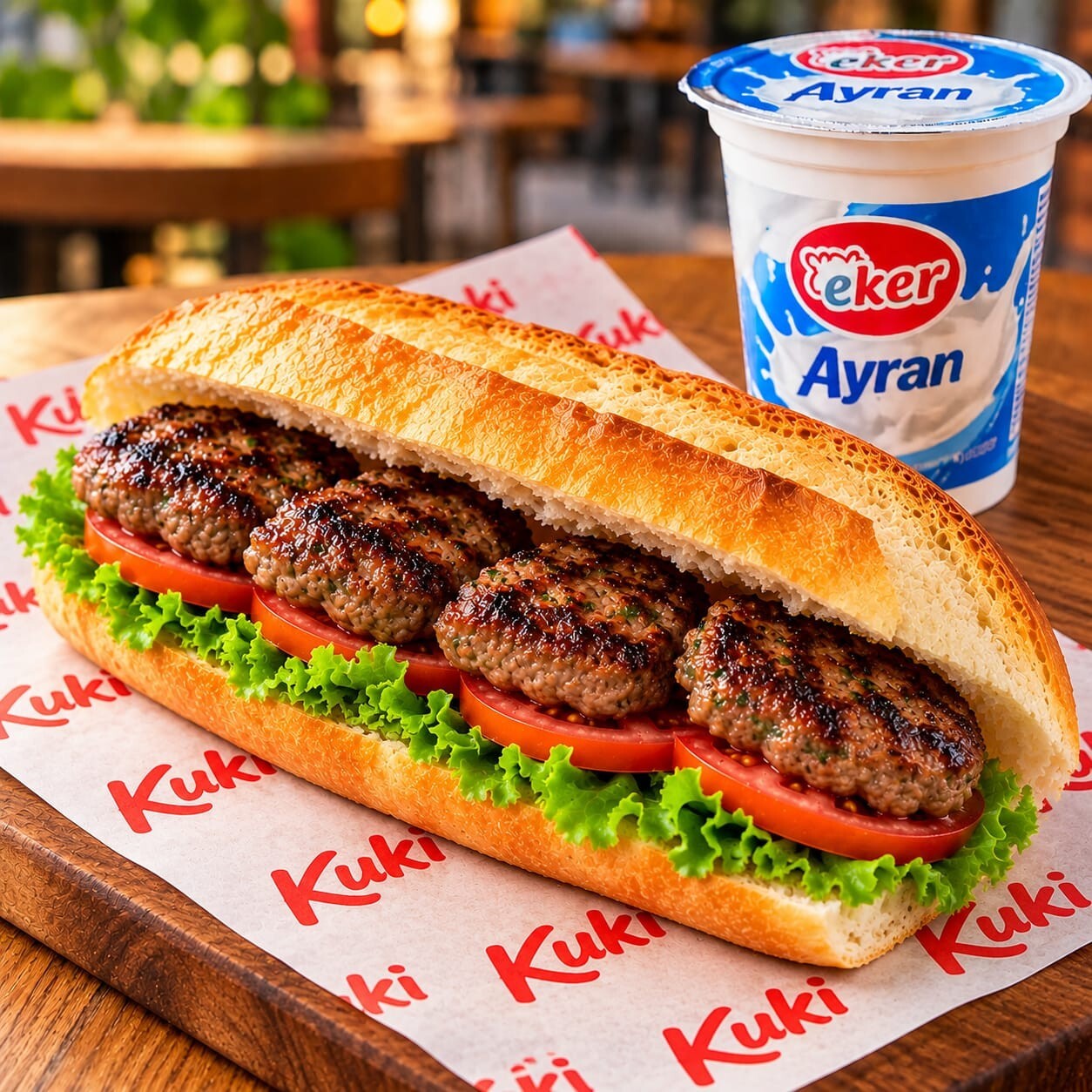 Kuki Nin Ekmek Arası Köftesi ve Ayran