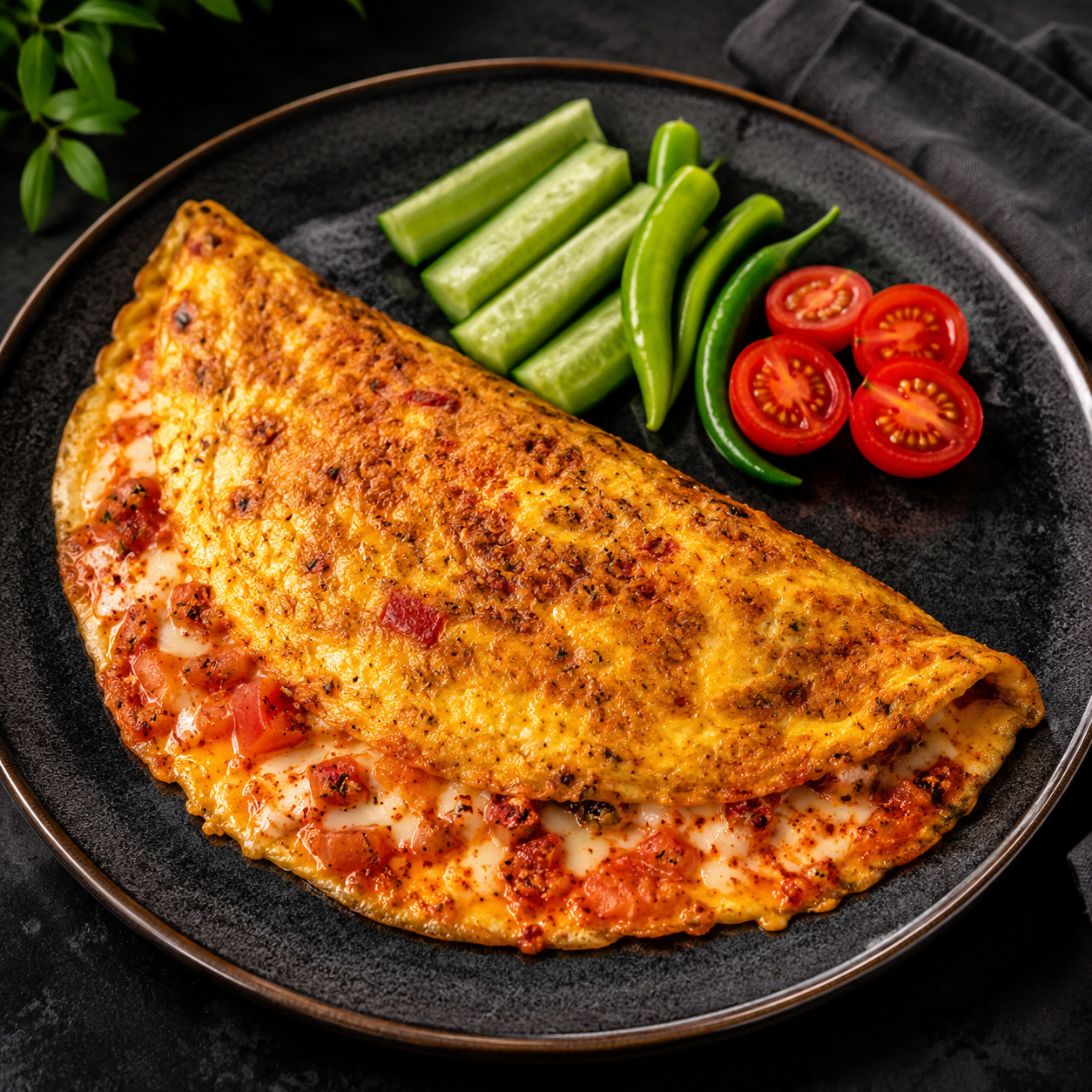 Domatesli Kaşarlı İsotlu Acı Omlet