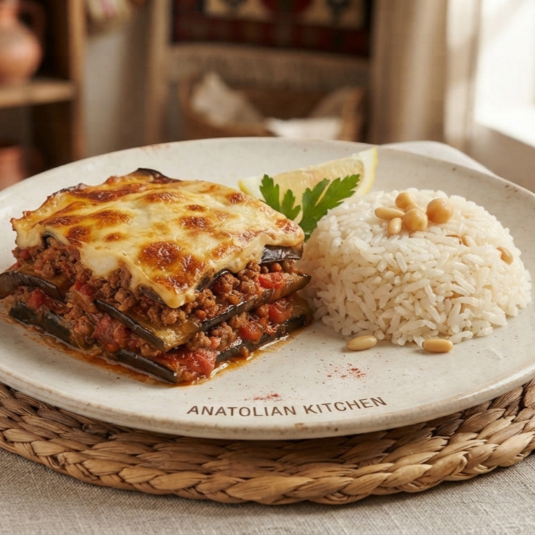 Anadolu Mutfağından Patlıcan Musakka & Pirinç Pilavı