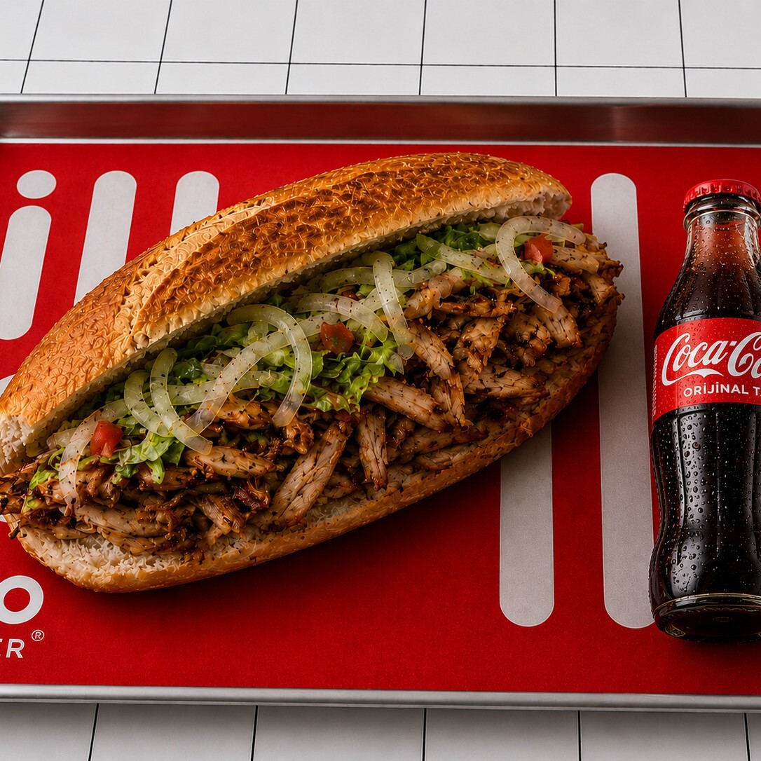 Mega Üç Çeyrek Ekmek Arası Tavuk Döner & Kola Menü