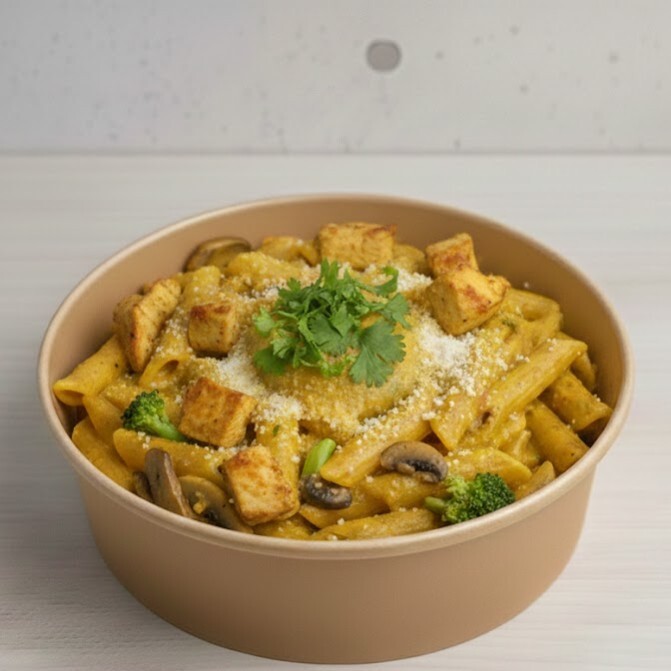 Köri Soslu Sebzeli Mantarlı Penne