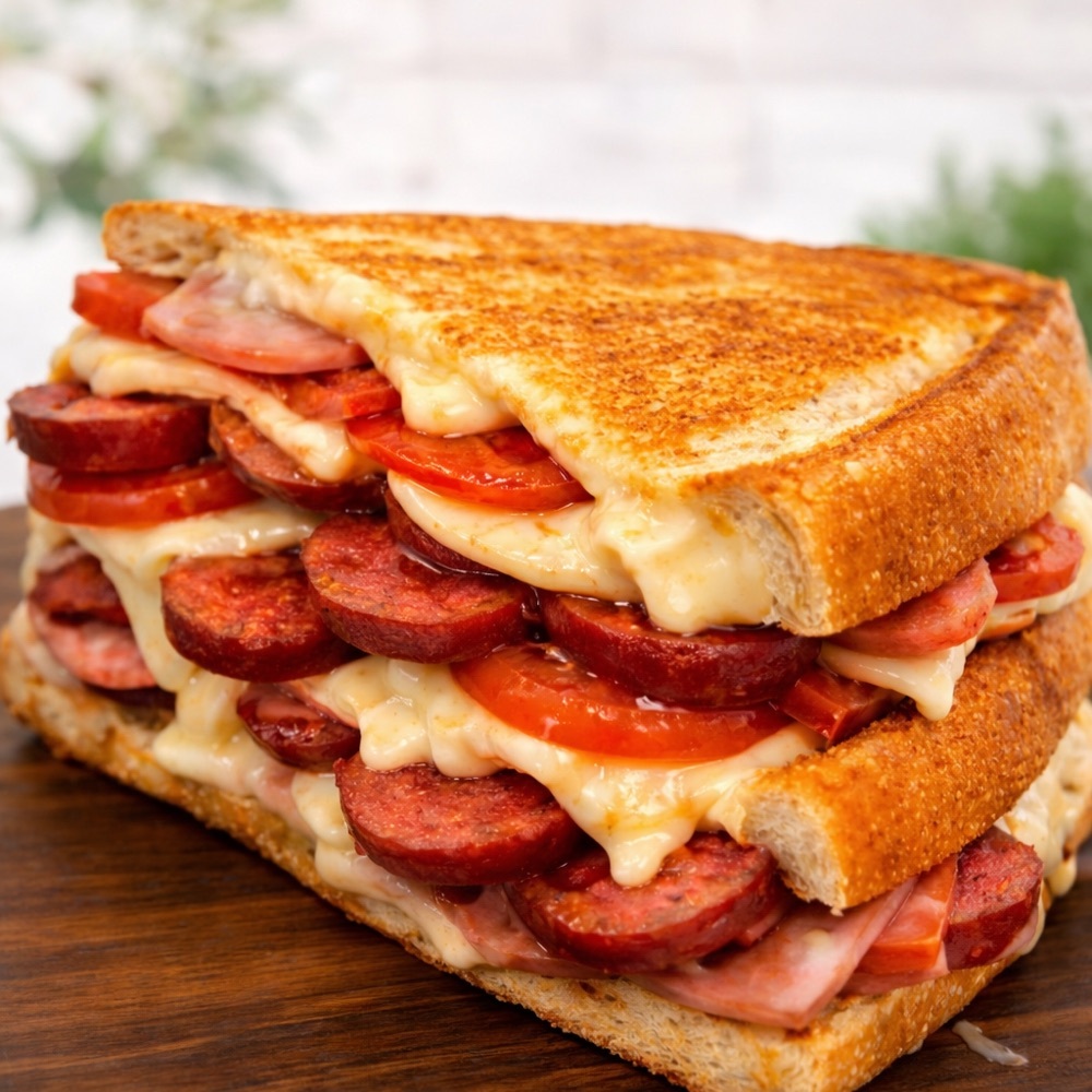 Üç Çeyrek Dolu Dolu Karışık Tost(Bol Malzemeli)