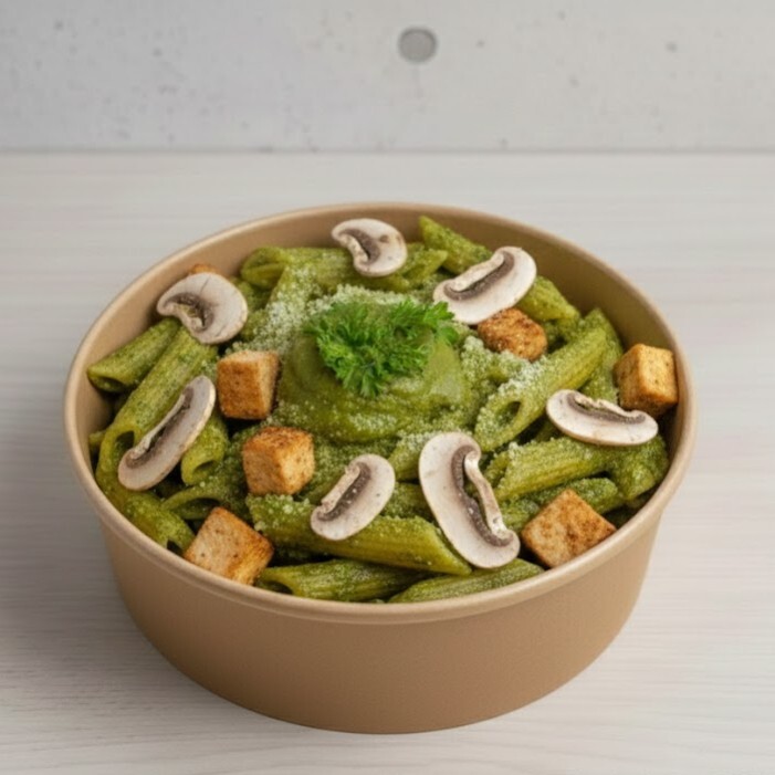 Pesto Soslu Tavuklu Mantarlı Penne