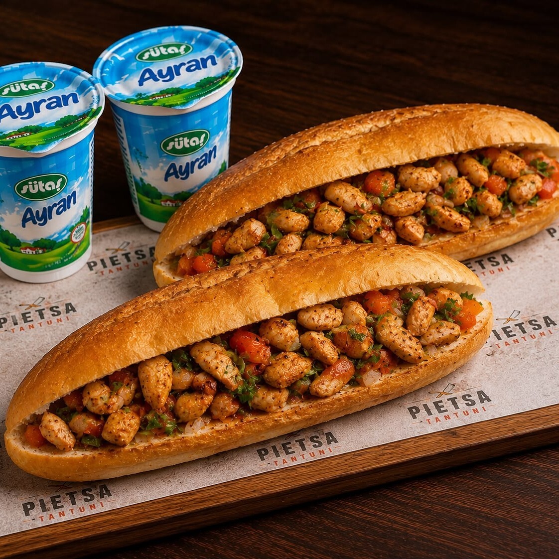 Tavuk Tantuni (2 Adet ekmek arası + 2 Adet Ayran 175 ml )