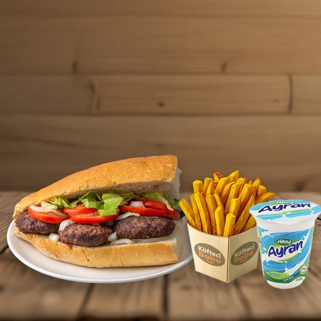 Köfte Ekmek Patates Cipsi Ayran