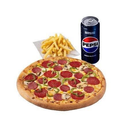 Pizza Büyük Boy + Kola + Patates