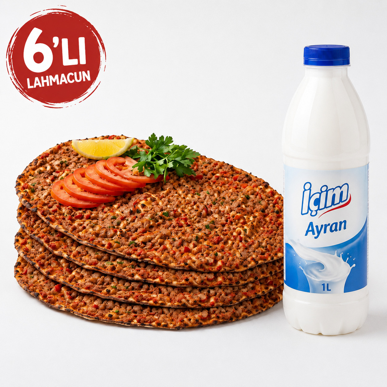 6'lı Lahmacun + Ayran (1 L)