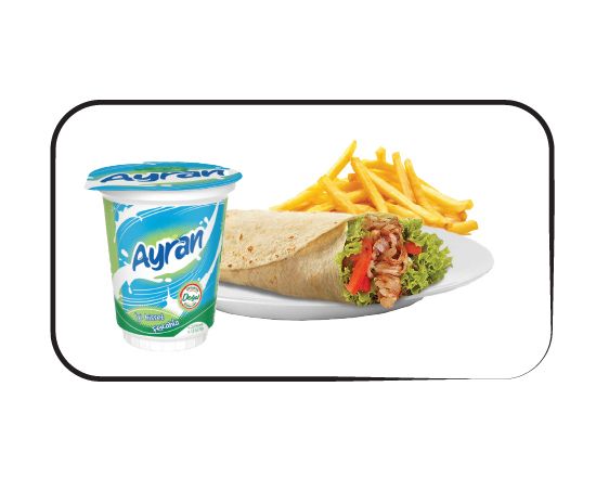 Atom Tavuk Dürüm , Patates Kızartması, Ayran