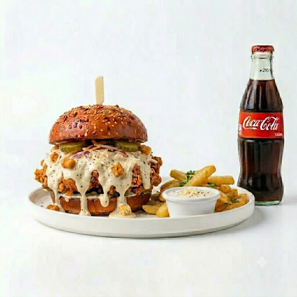 Sezar Soslu Çıtır Tavuk Burger + İÇECEK + PATATES