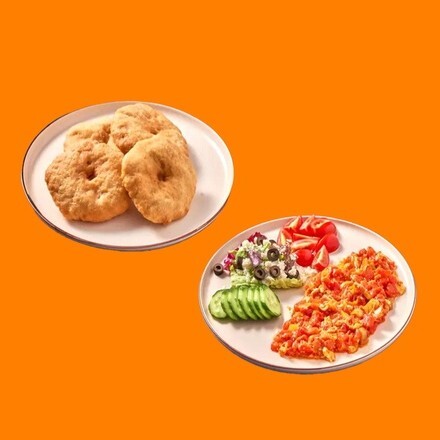 5'li Sade Pişi + Menemen Kahvaltı Tabağı