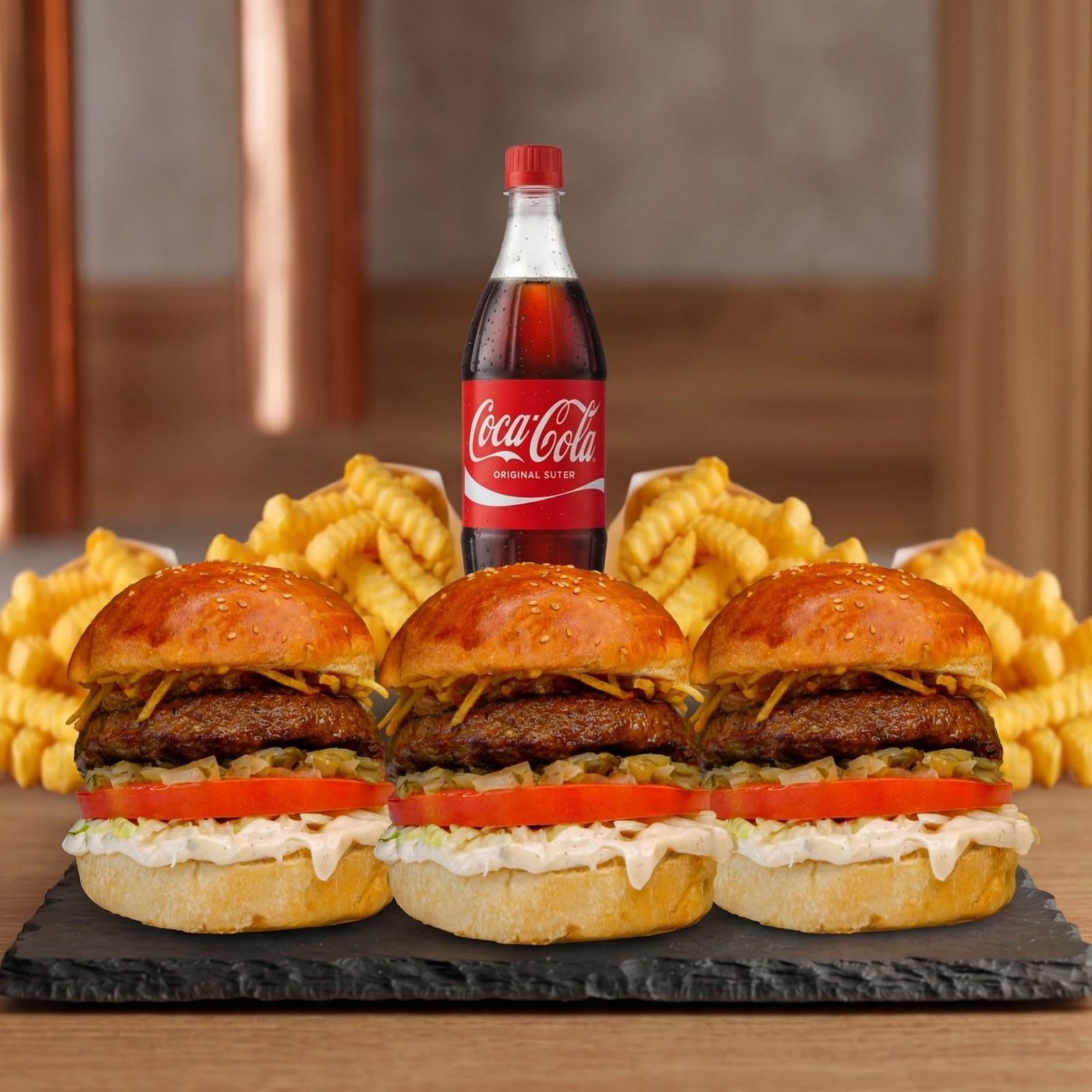 3'LÜ Triogus Menü + 1 LT COCACOLA