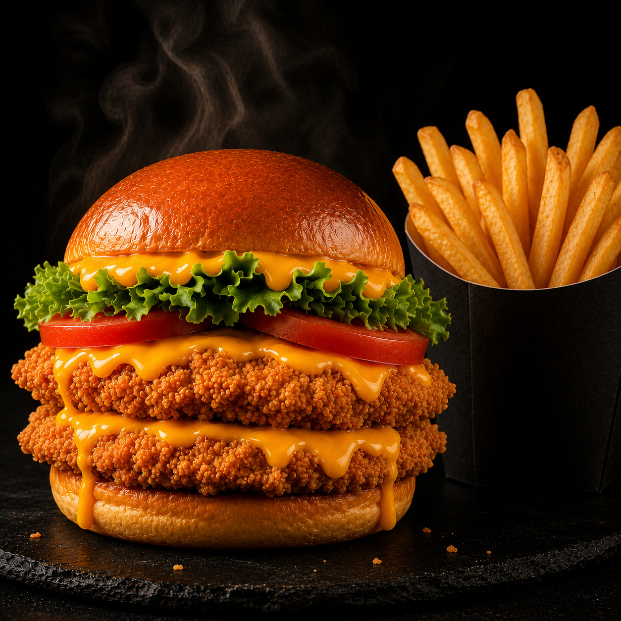 Cheddar Soslu Çıtır Tavuk Burger