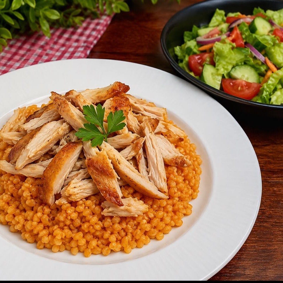 Bol Tavuklu Bulgur Pilavı Mevsim Salatası
