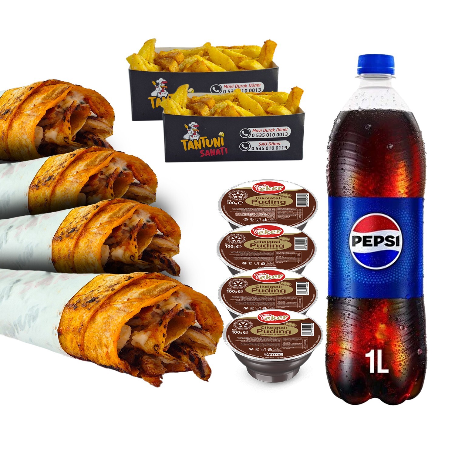 4'lü Tavuk Döner Dürüm Menü