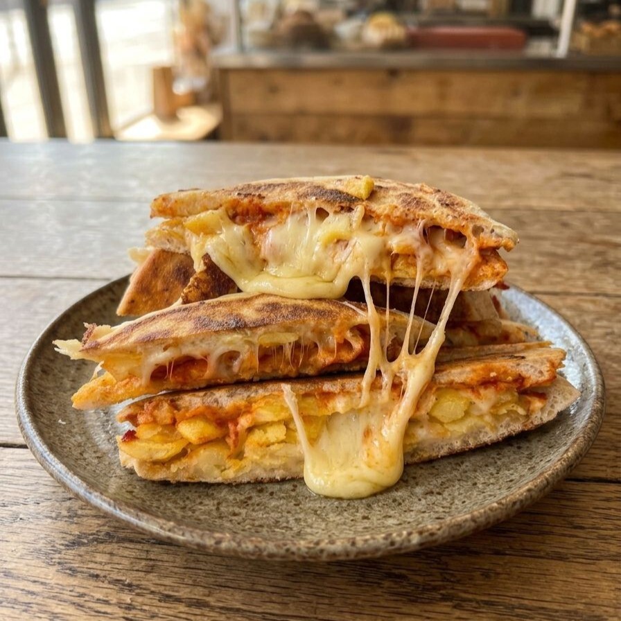 Patatesli Kaşarlı Bazlama Tost