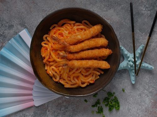 155-C Domates Soslu Katsu Udon Karidesli