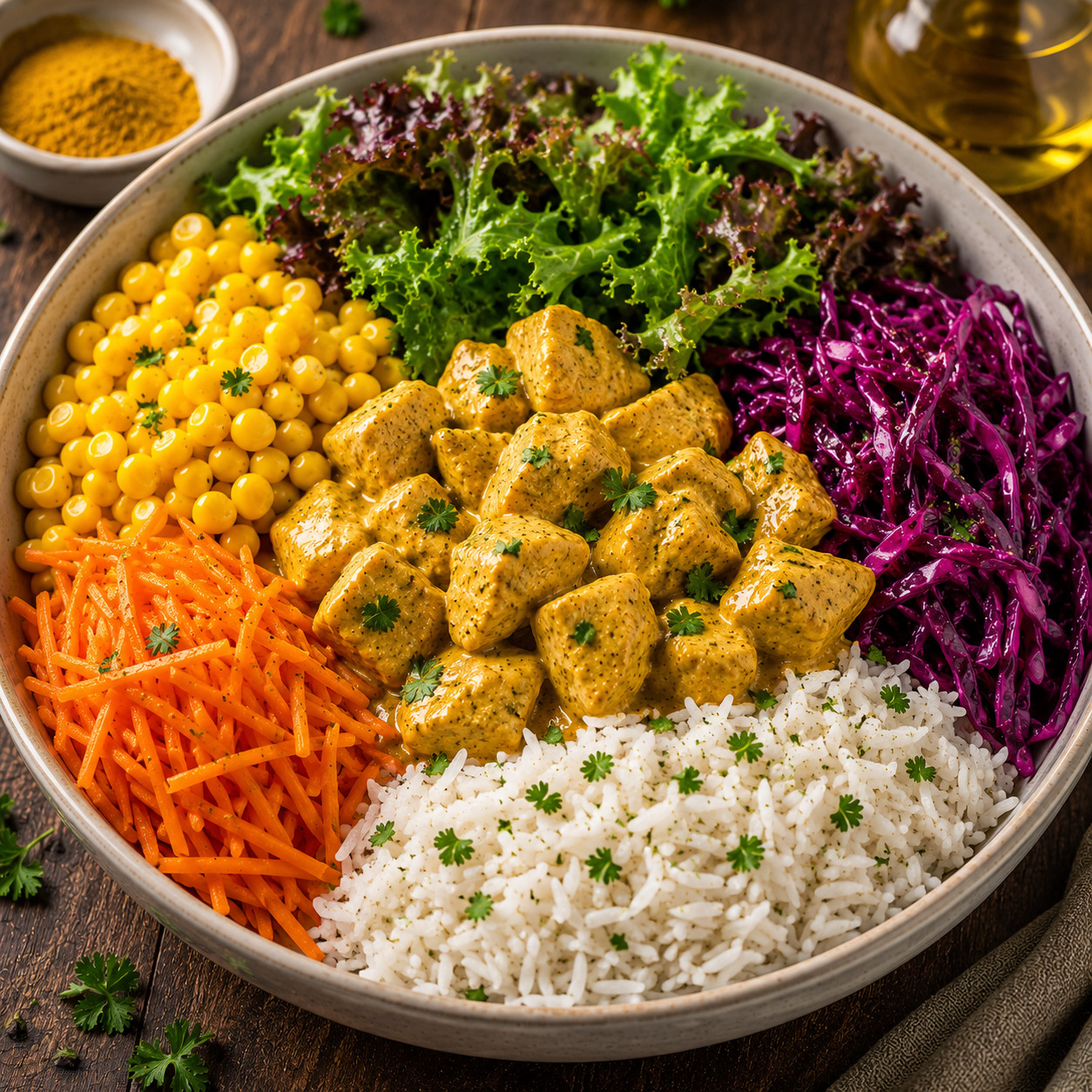 Köri Soslu Tavuklu Bowl