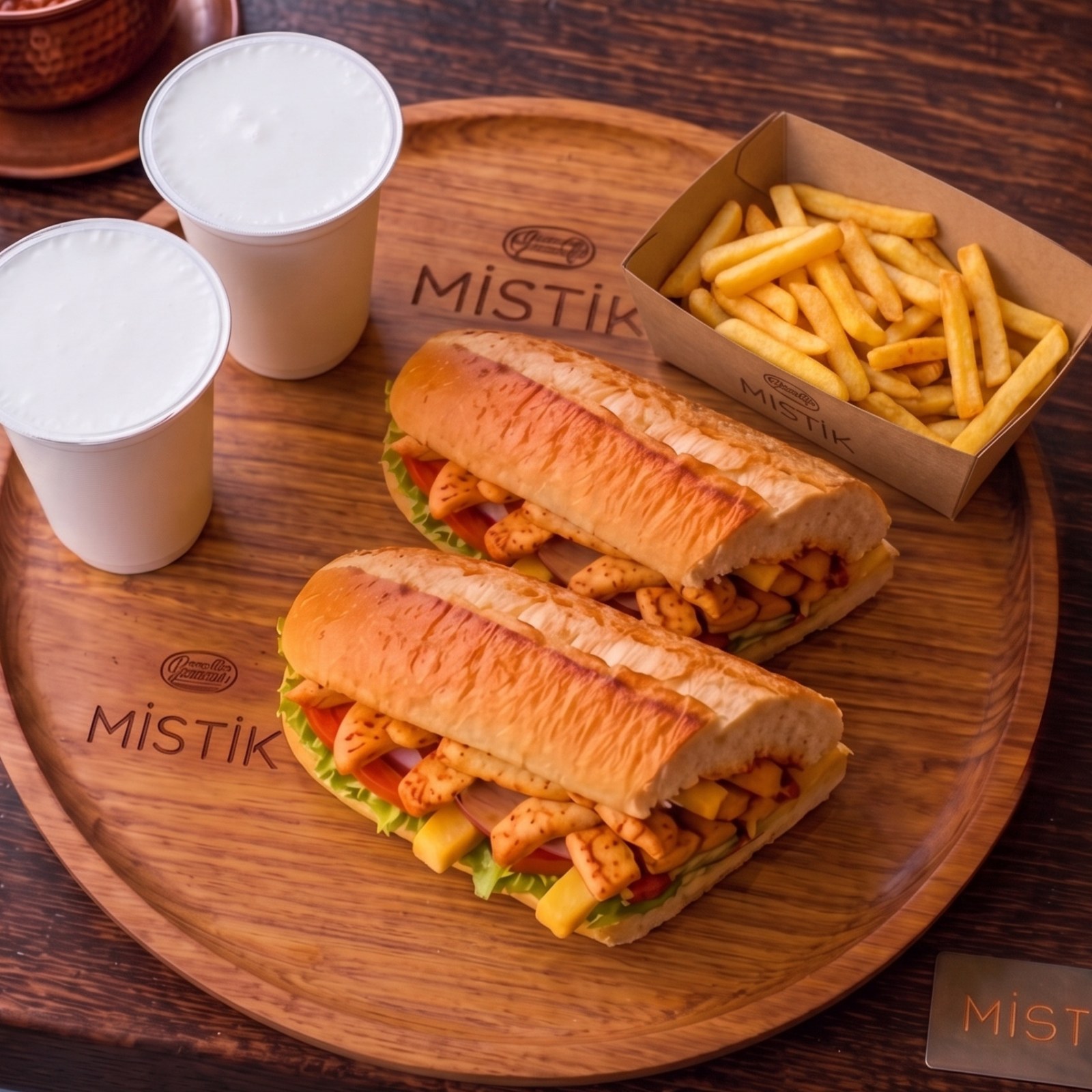 2 Ekmek Arası Tavuk Döner + 2 Ayran + Patates Kızartması