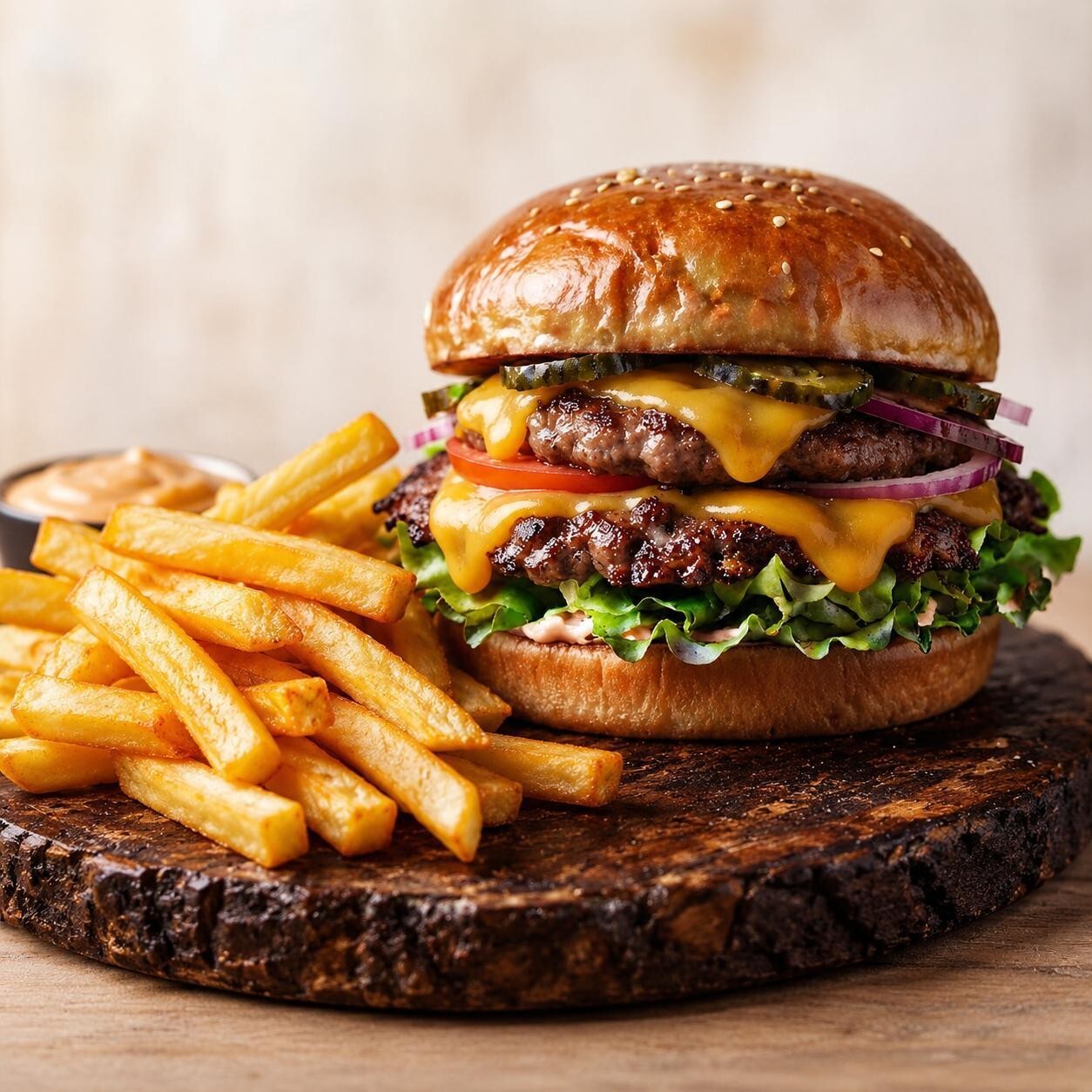 Double Smash Cheese Burger & Patates Kızartması +Coca Cola 330 ml