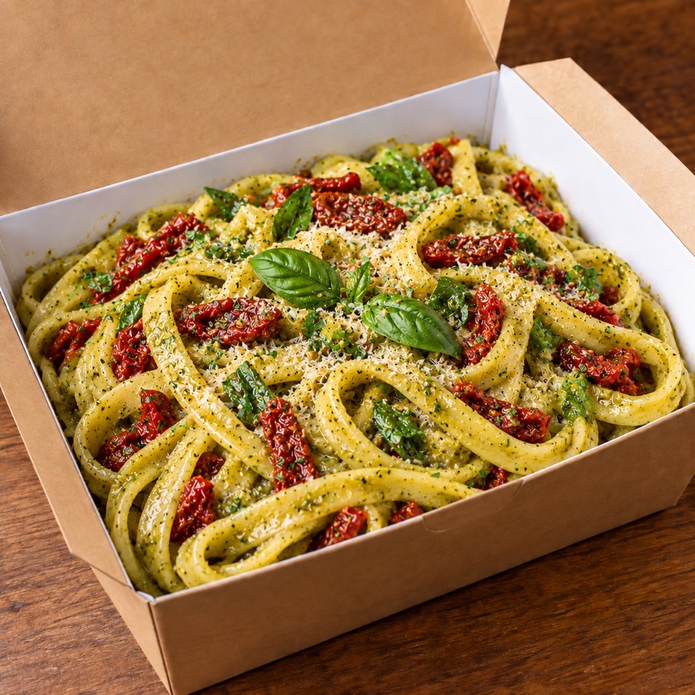 Pesto Sos & Kuru Domatesli Fettuccine