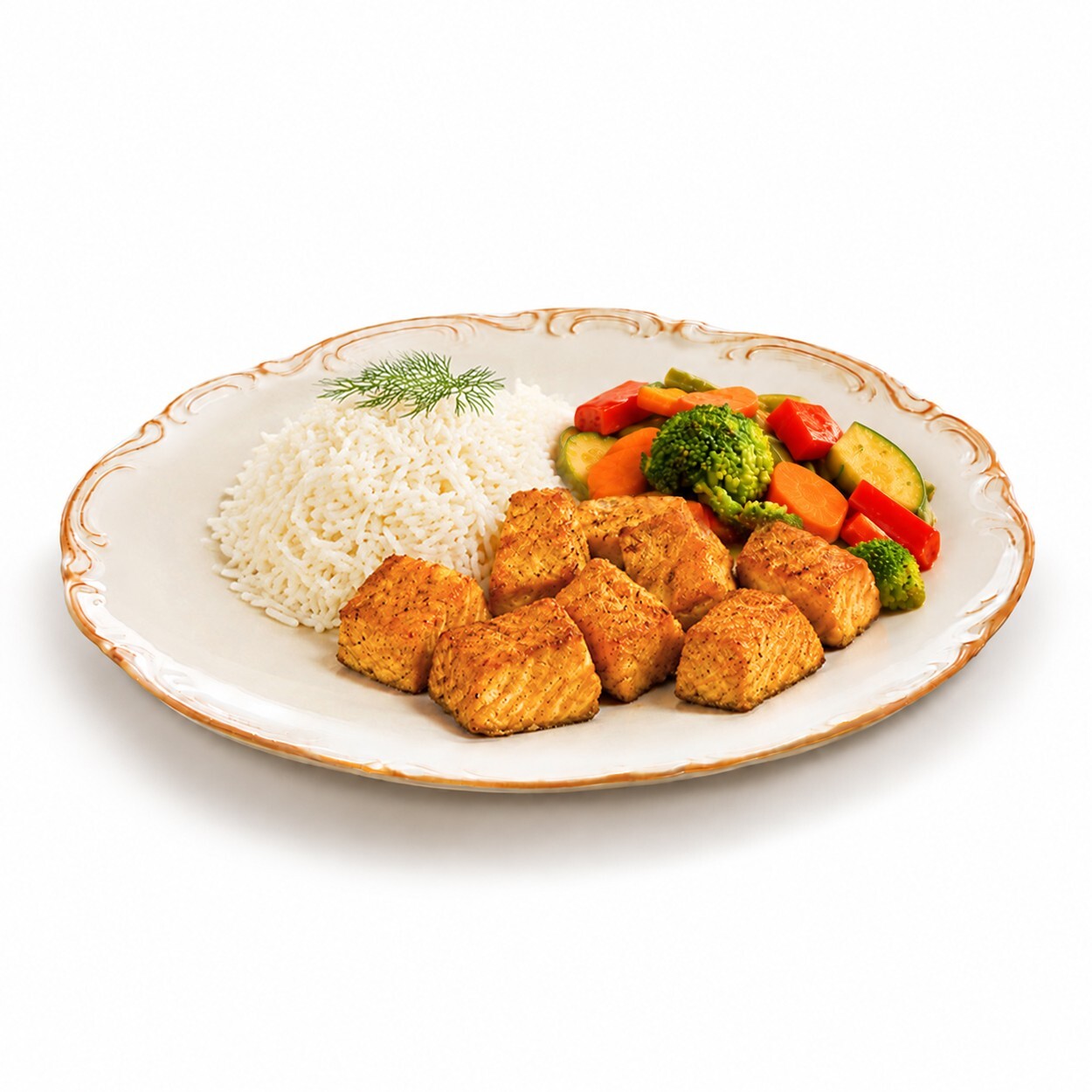 Fırınlanmış Norveç Somon ve Basmati Pilavı