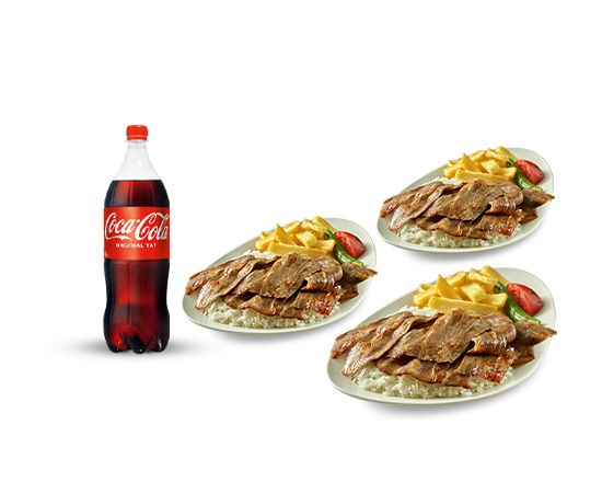 3 Adet Pilav Üstü Döner + 1 Lt Cola