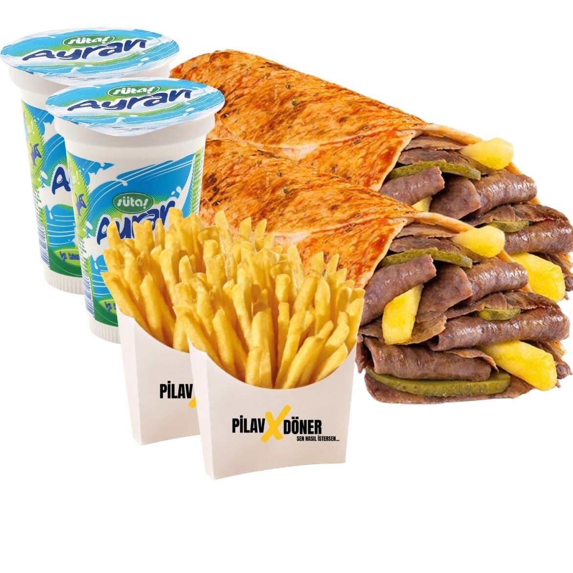 2 'li Et Döner Dürüm Menü (X)